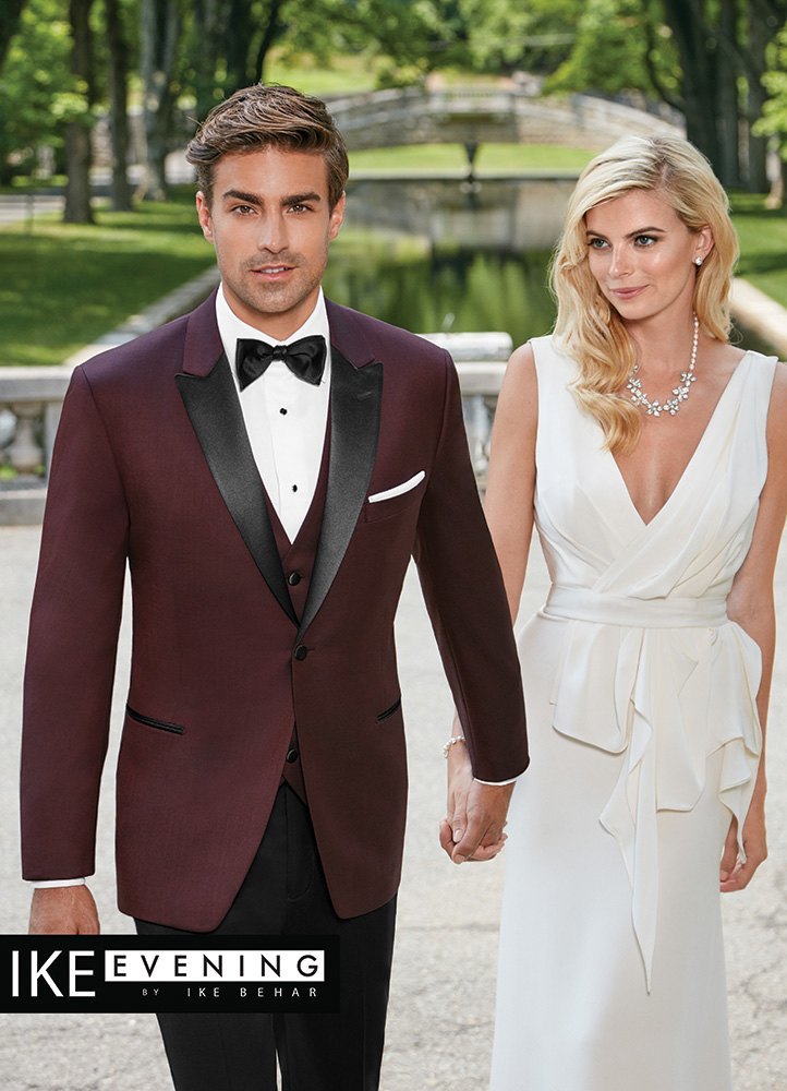 Ike Behar Evening Burgundy Marbella Tuxedo